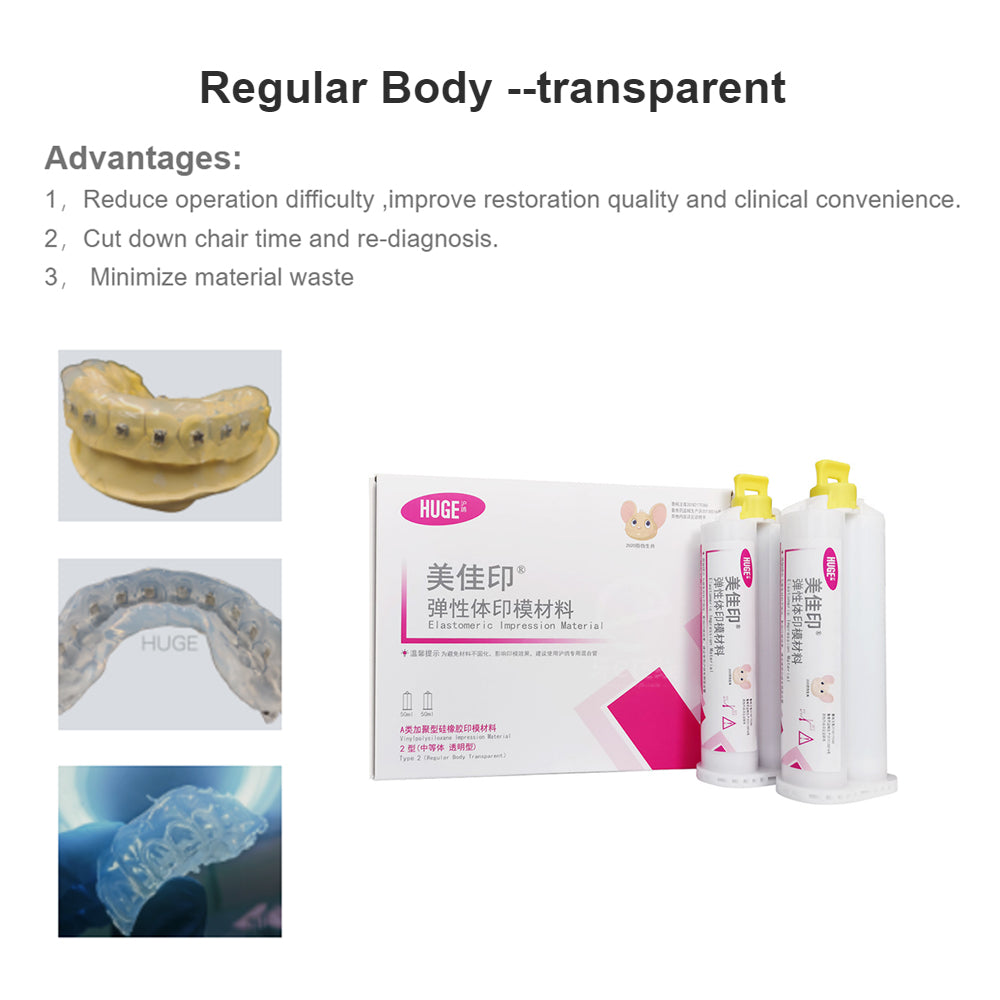 Dental Transparent Silicone Impression Material For Resin Curing Completely Clear Heavy Body