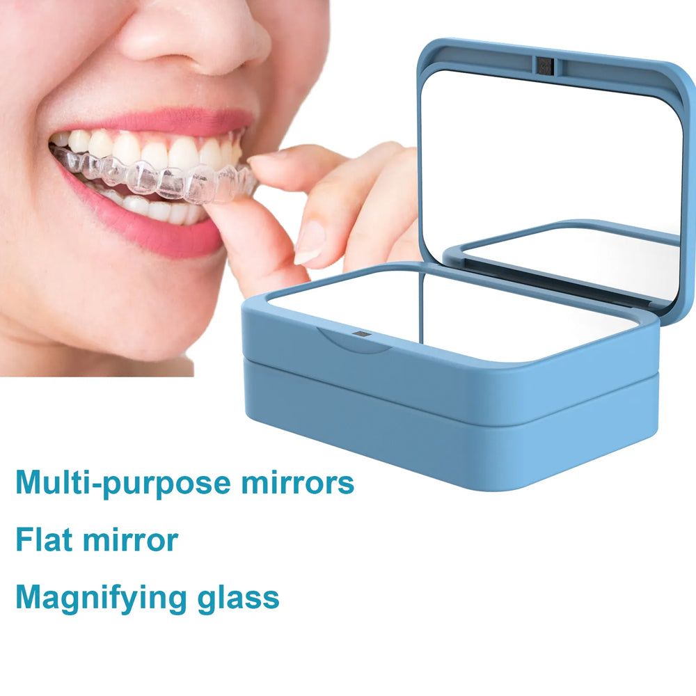 Orthodontic Retainer Box Case With Mirror Tools Appliances Aligner Clear Braces Container Storage Dental Tooth Denture Organizer