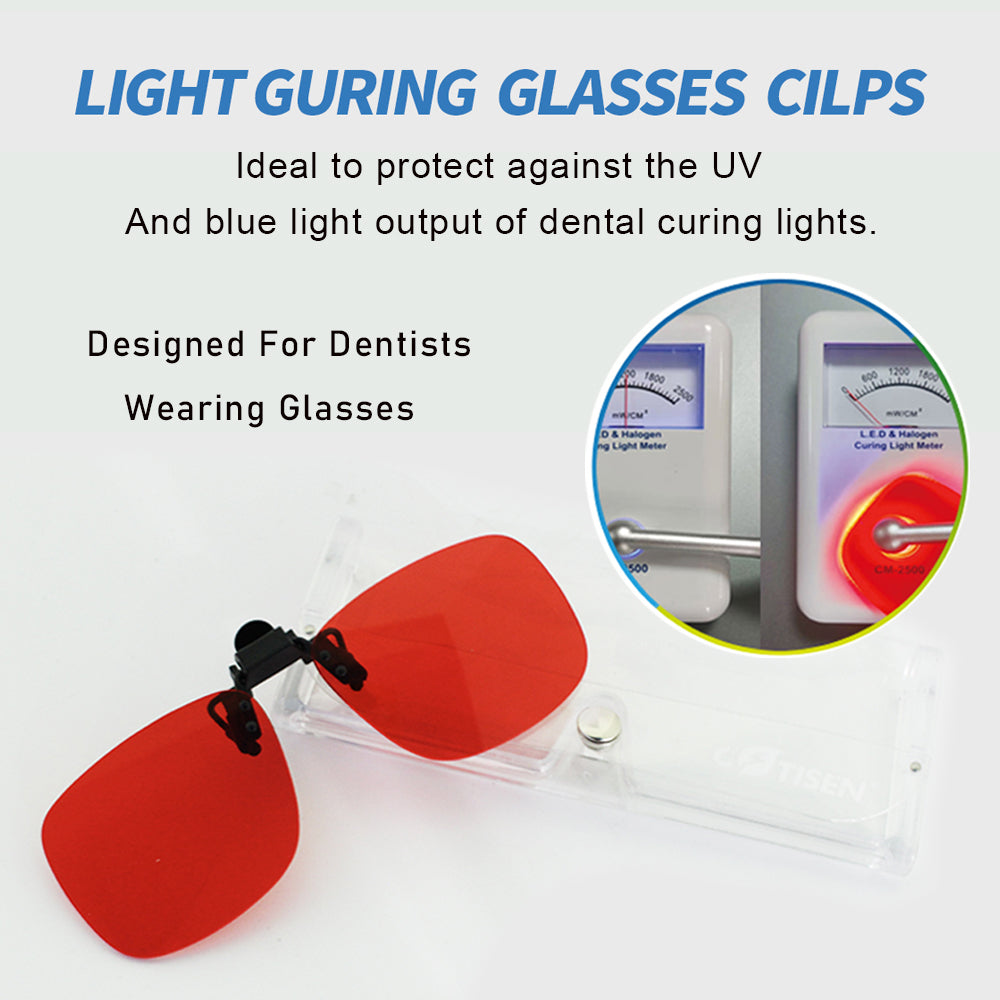 Dental UV Clip Glasses Lenses Eye Protection from Blue Light Design for Dentist Wearing Glasses