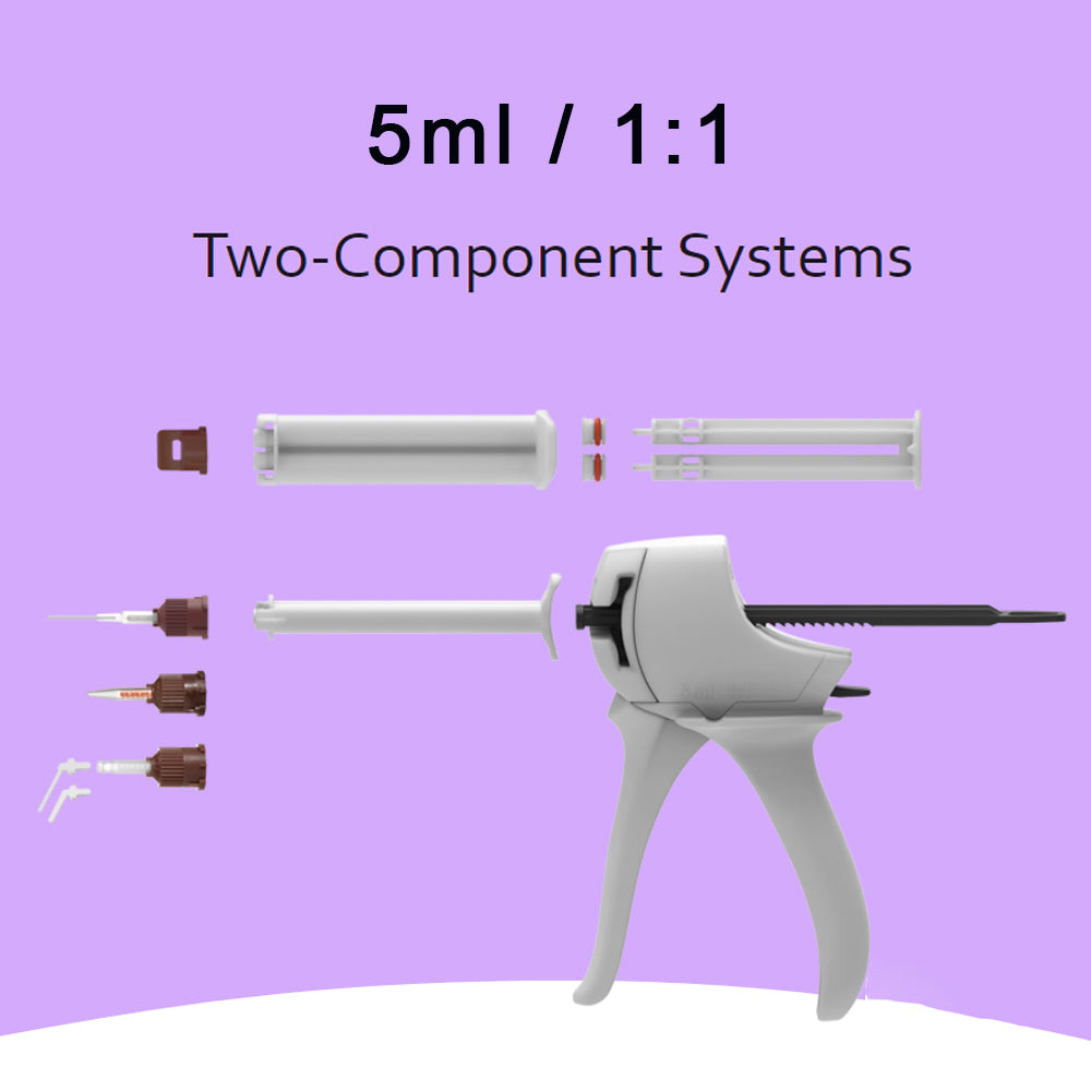 Dental Mixing Small Gun 5ml Dispenser 1:1 for  Syringe Cartridge Automix Dual Cure Cement 10ml