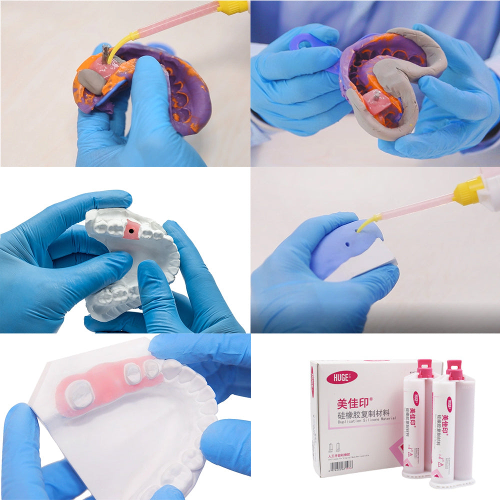 Dental Gum Silicone Rubber Impression Artificial Gingiva Reproduce Duplication 50mlx2 cartridges