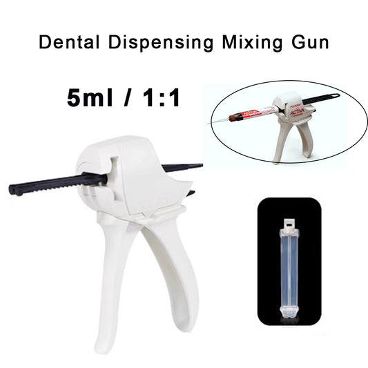 Dental Mixing Small Gun 5ml Dispenser 1:1 for  Syringe Cartridge Automix Dual Cure Cement 10ml